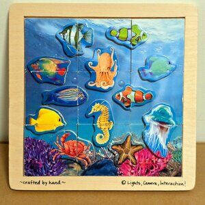 Melissa & Doug Sea Life Scramble 3D Wooden Puzzle Educational Toy Creative Play